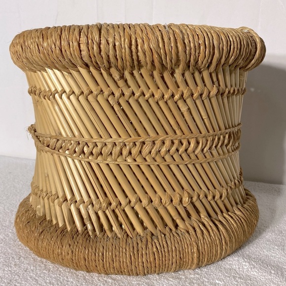 Vintage Bamboo & Jute Woven Planter Basket - Picture 9 of 15